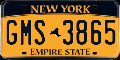 NY license plate GMS3865