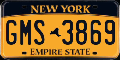 NY license plate GMS3869