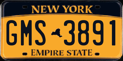 NY license plate GMS3891