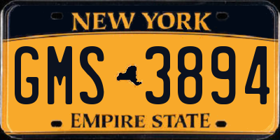 NY license plate GMS3894
