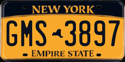 NY license plate GMS3897