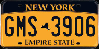 NY license plate GMS3906
