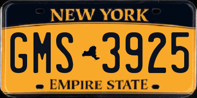 NY license plate GMS3925