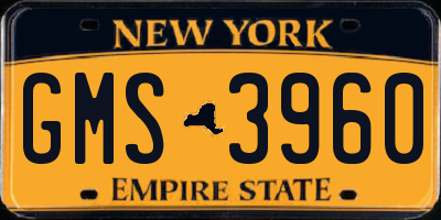 NY license plate GMS3960