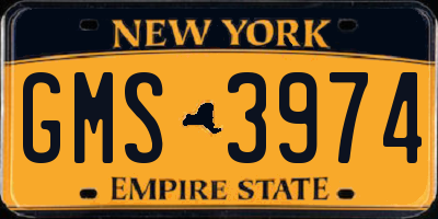 NY license plate GMS3974