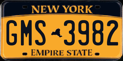 NY license plate GMS3982