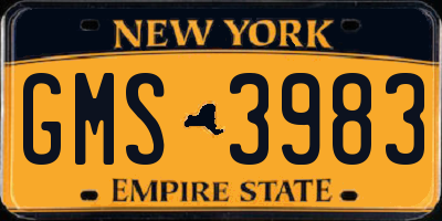 NY license plate GMS3983