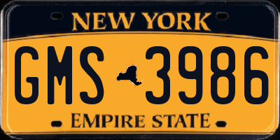 NY license plate GMS3986