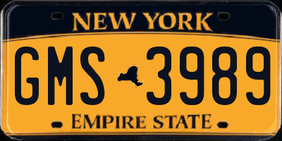 NY license plate GMS3989