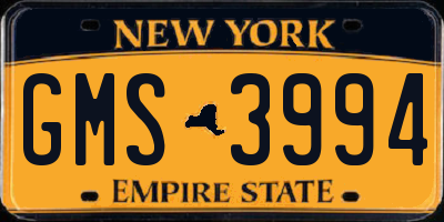 NY license plate GMS3994