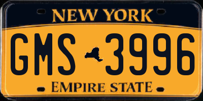 NY license plate GMS3996