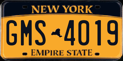 NY license plate GMS4019