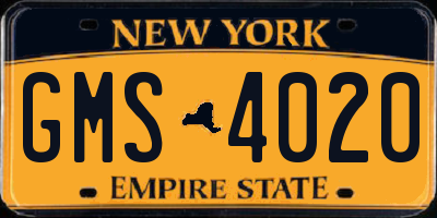 NY license plate GMS4020