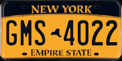 NY license plate GMS4022