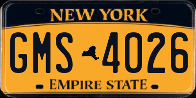 NY license plate GMS4026