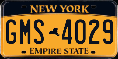 NY license plate GMS4029