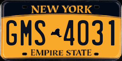 NY license plate GMS4031