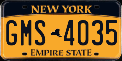 NY license plate GMS4035