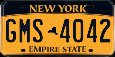 NY license plate GMS4042