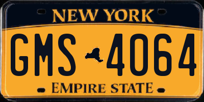 NY license plate GMS4064