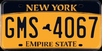 NY license plate GMS4067