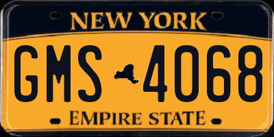 NY license plate GMS4068