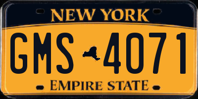 NY license plate GMS4071