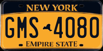 NY license plate GMS4080