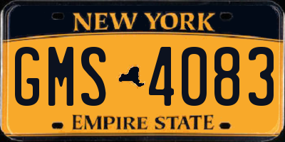NY license plate GMS4083