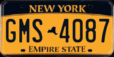 NY license plate GMS4087