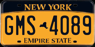 NY license plate GMS4089
