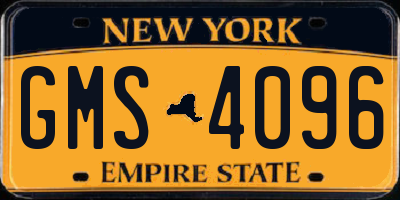 NY license plate GMS4096