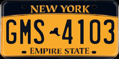 NY license plate GMS4103