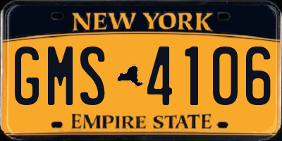 NY license plate GMS4106