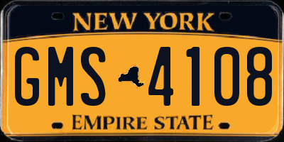 NY license plate GMS4108
