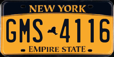 NY license plate GMS4116