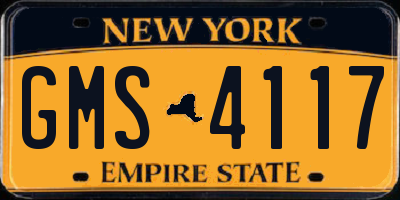 NY license plate GMS4117