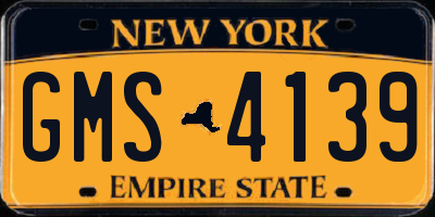 NY license plate GMS4139