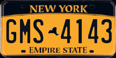NY license plate GMS4143
