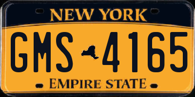 NY license plate GMS4165