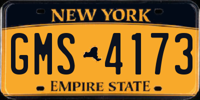 NY license plate GMS4173