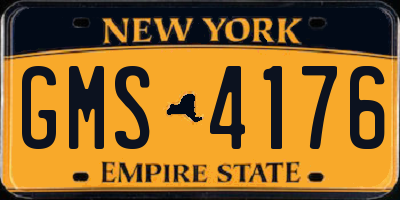 NY license plate GMS4176