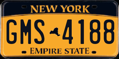 NY license plate GMS4188
