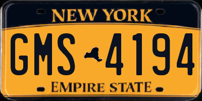 NY license plate GMS4194