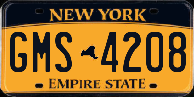 NY license plate GMS4208