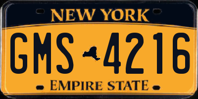 NY license plate GMS4216