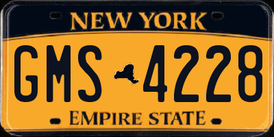 NY license plate GMS4228