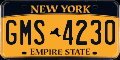 NY license plate GMS4230