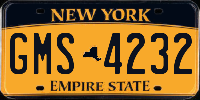 NY license plate GMS4232