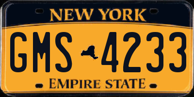 NY license plate GMS4233